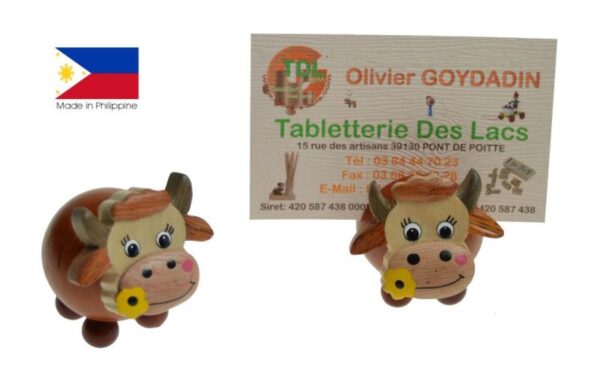 Porte photo boule VACHE AVEC FLEUR