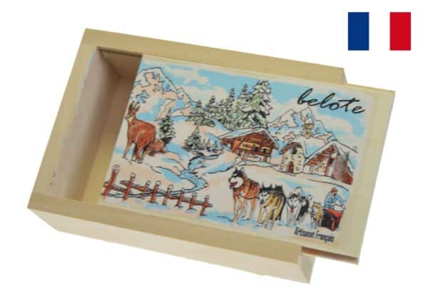 boite à cartes en tilleul vide naturel décorée N9