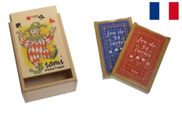boite rami tilleul naturel decorée avec 2 jeux J