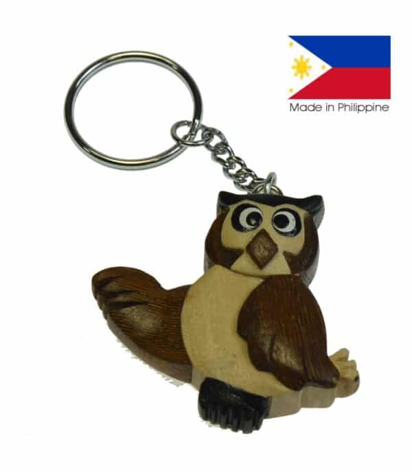 Porte clef marqueterie HIBOU PROFIL
