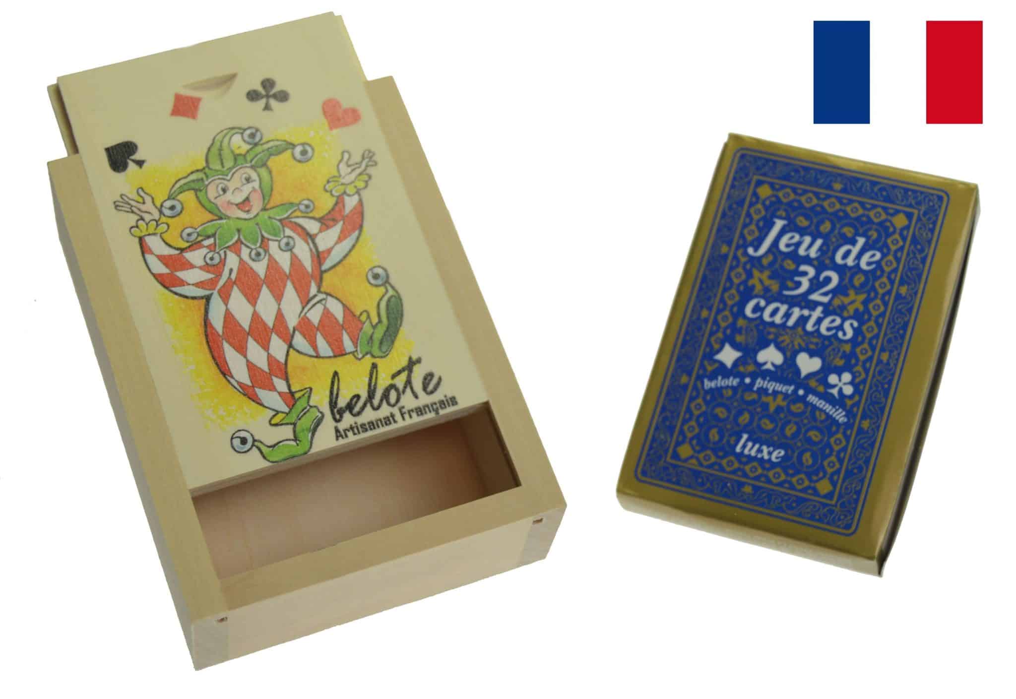 boite à cartes tilleul naturel décorée + jeu 32 C J 1 boite à cartes tilleul naturel décorée + jeu 32 C J