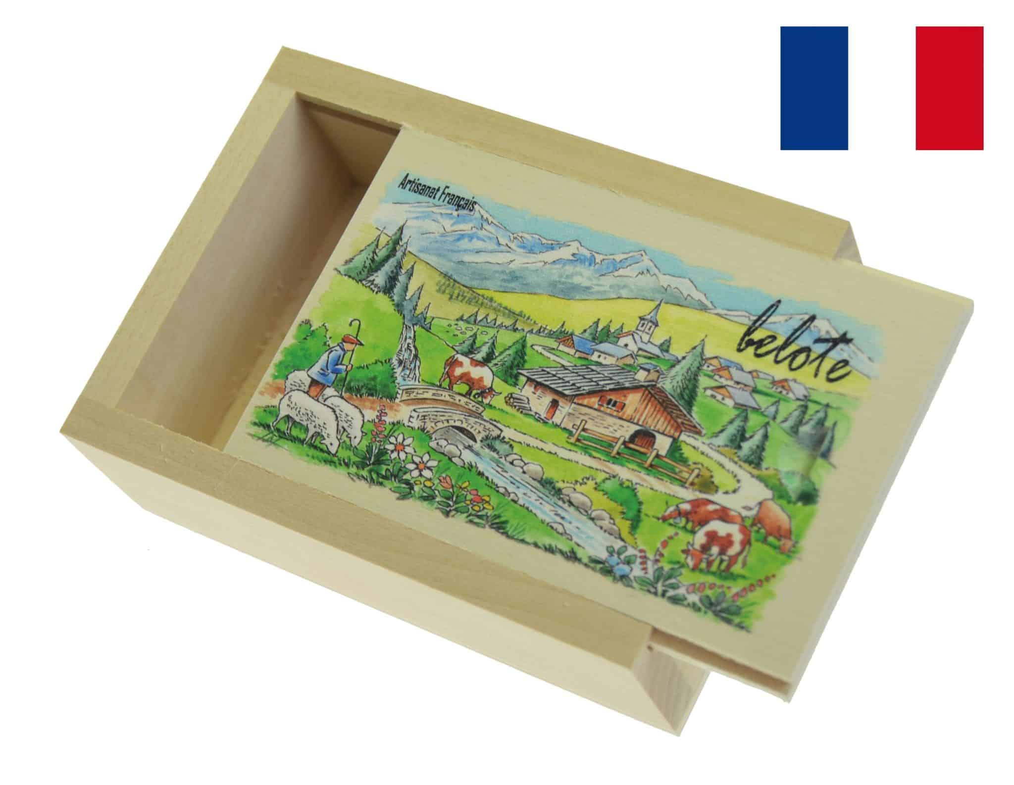 boite à cartes tilleul naturel décorée + jeu 32 C M2 1 boite à cartes tilleul naturel décorée + jeu 32 C M2