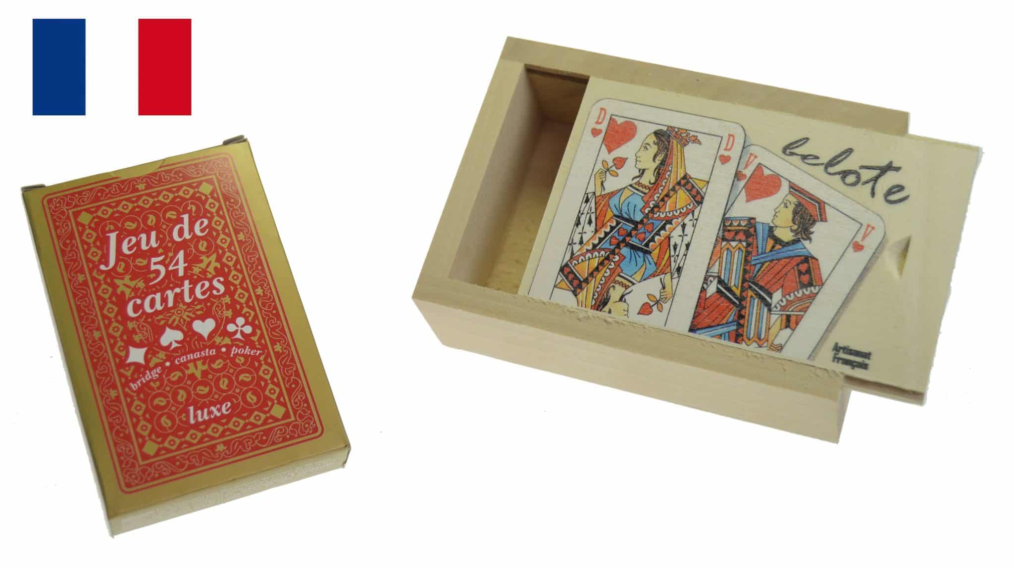 boite à cartes tilleul naturel décorée + jeu 54 C 2C 1 boite à cartes tilleul naturel décorée + jeu 54 C 2C