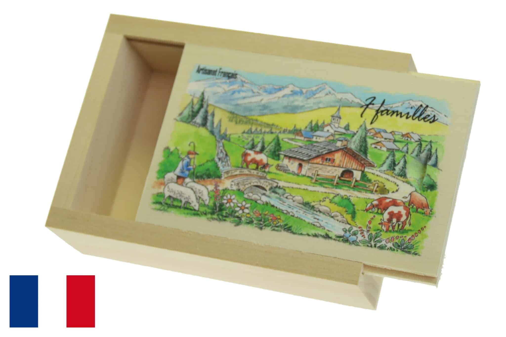 boite de 7 familles en tilleul vide naturel décorée M2 1 boite de 7 familles en tilleul vide naturel décorée M2