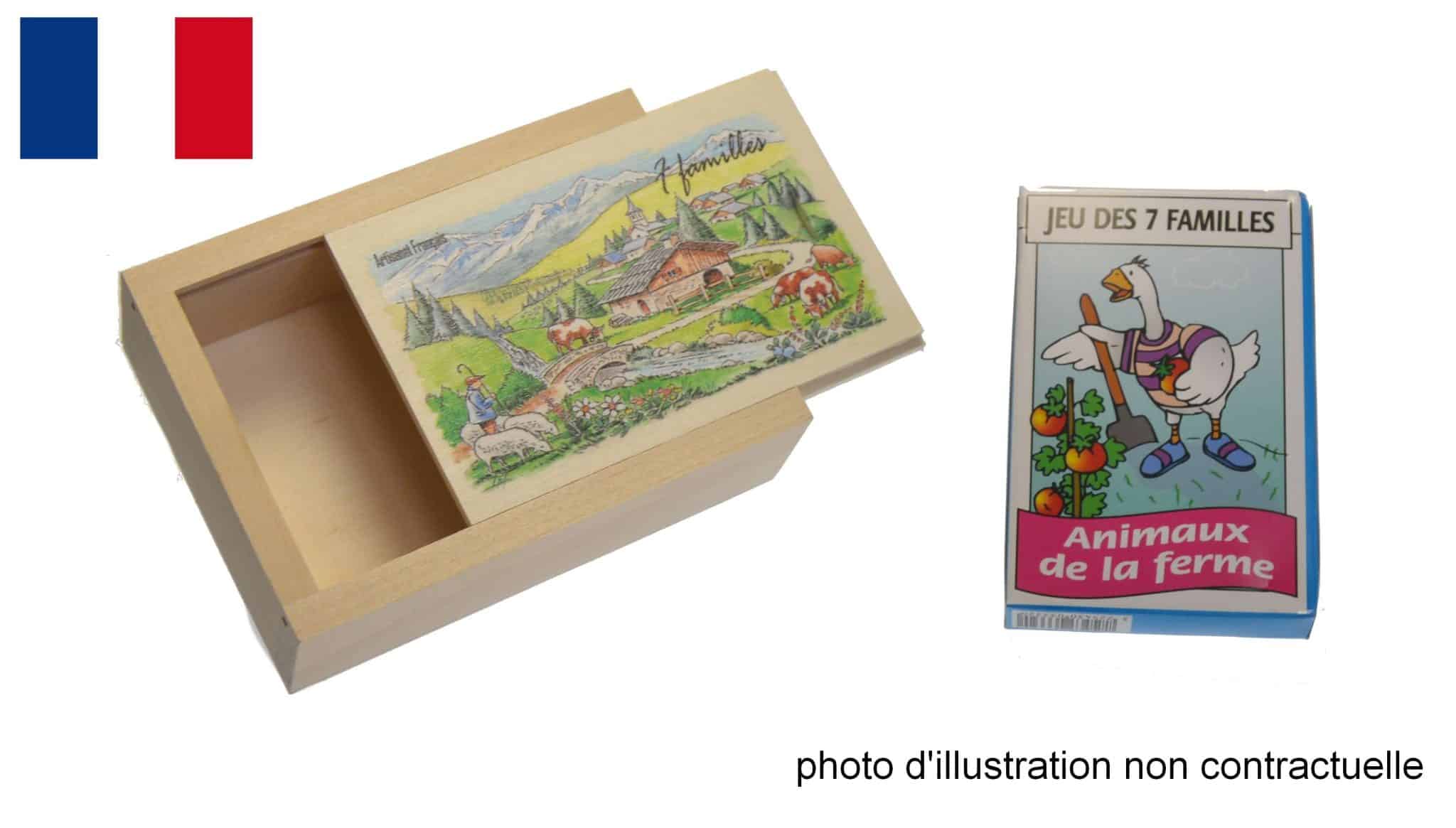 boite à cartes tilleul naturel décorée + jeu des familles M2 1 boite à cartes tilleul naturel décorée + jeu des familles M2