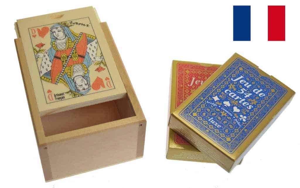 boite rami tilleul naturel decorée avec 2 jeux D 1 boite rami tilleul naturel decorée avec 2 jeux D