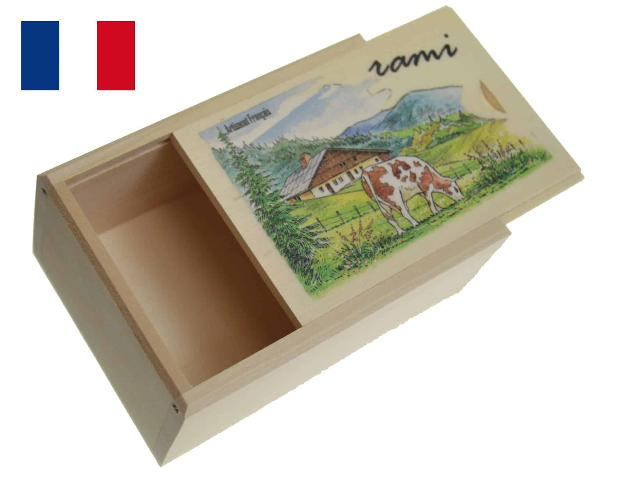 Boite rami tilleul naturel vide décorée M1 1 Boite rami tilleul naturel vide décorée M1