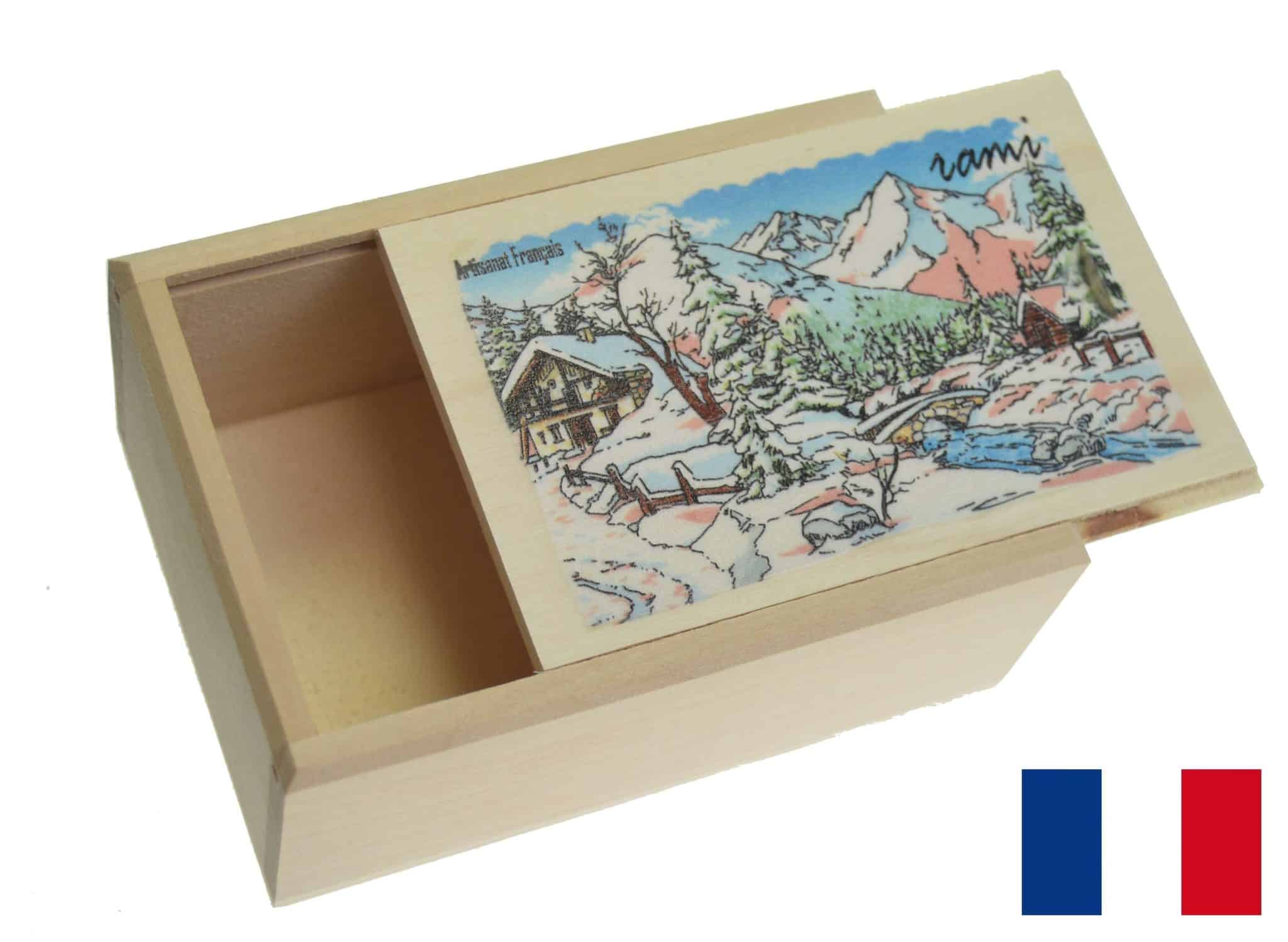 Boite rami tilleul naturel vide décorée n9 1 Boite rami tilleul naturel vide décorée n9