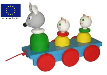 Jouet à trainer 3 têtes 1 souris + 2chats 22 x 11 x 1 Jouet à trainer 3 têtes 1 souris + 2chats 22 x 11 x