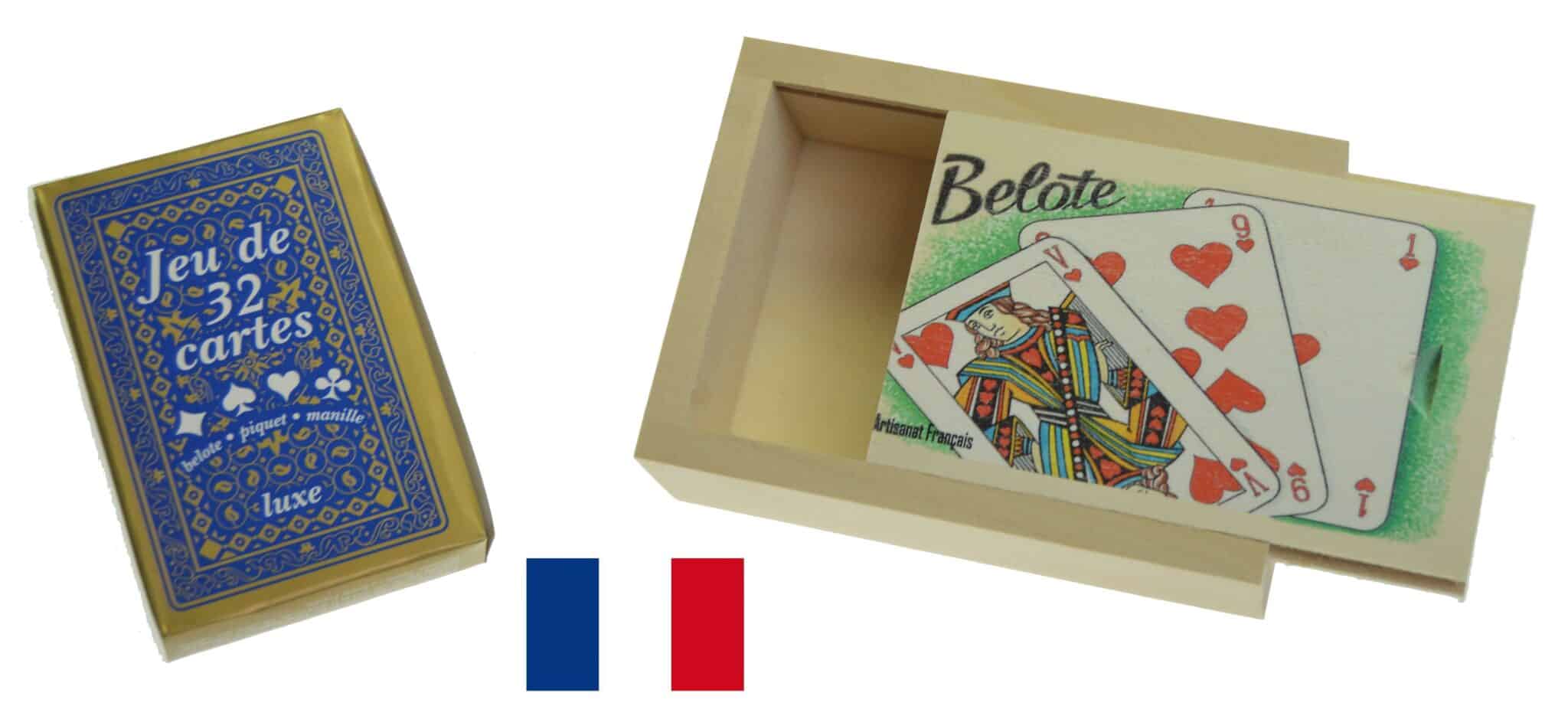 boite à cartes tilleul naturel décorée + jeu 32 C 3C 1 boite à cartes tilleul naturel décorée + jeu 32 C 3C