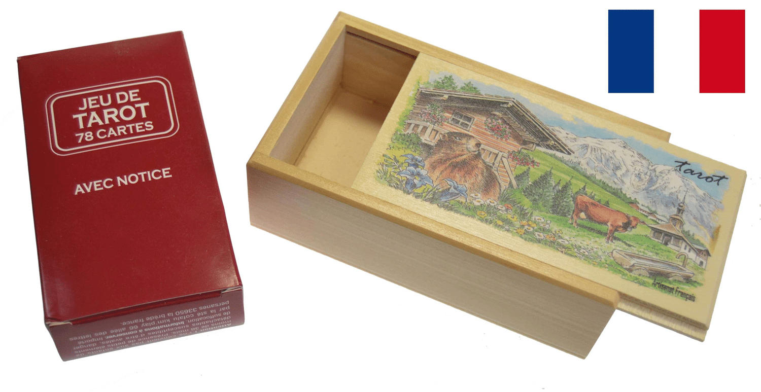 boite tarot tilleul naturel déco avec jeu M5 1 boite tarot tilleul naturel déco avec jeu M5